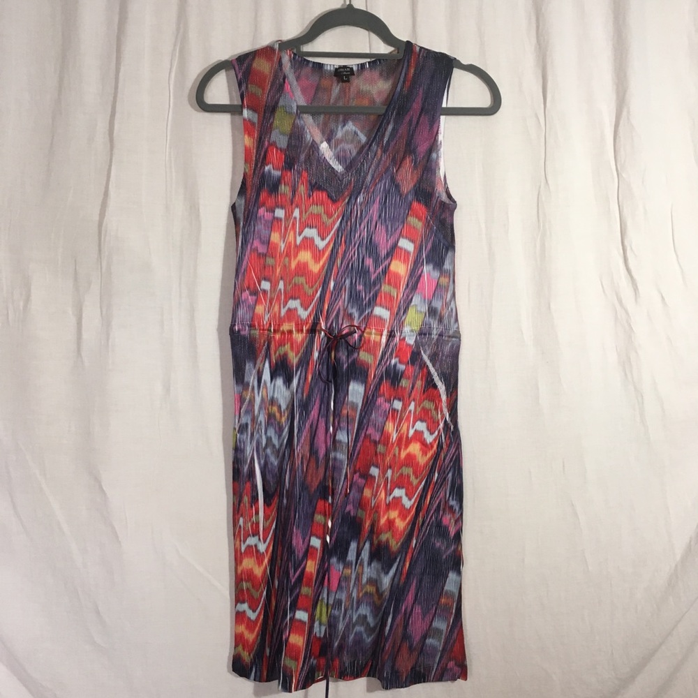 Komarov Crinkle Dress Multicolor Abstract. Cruise wear. Light, no wrinkle